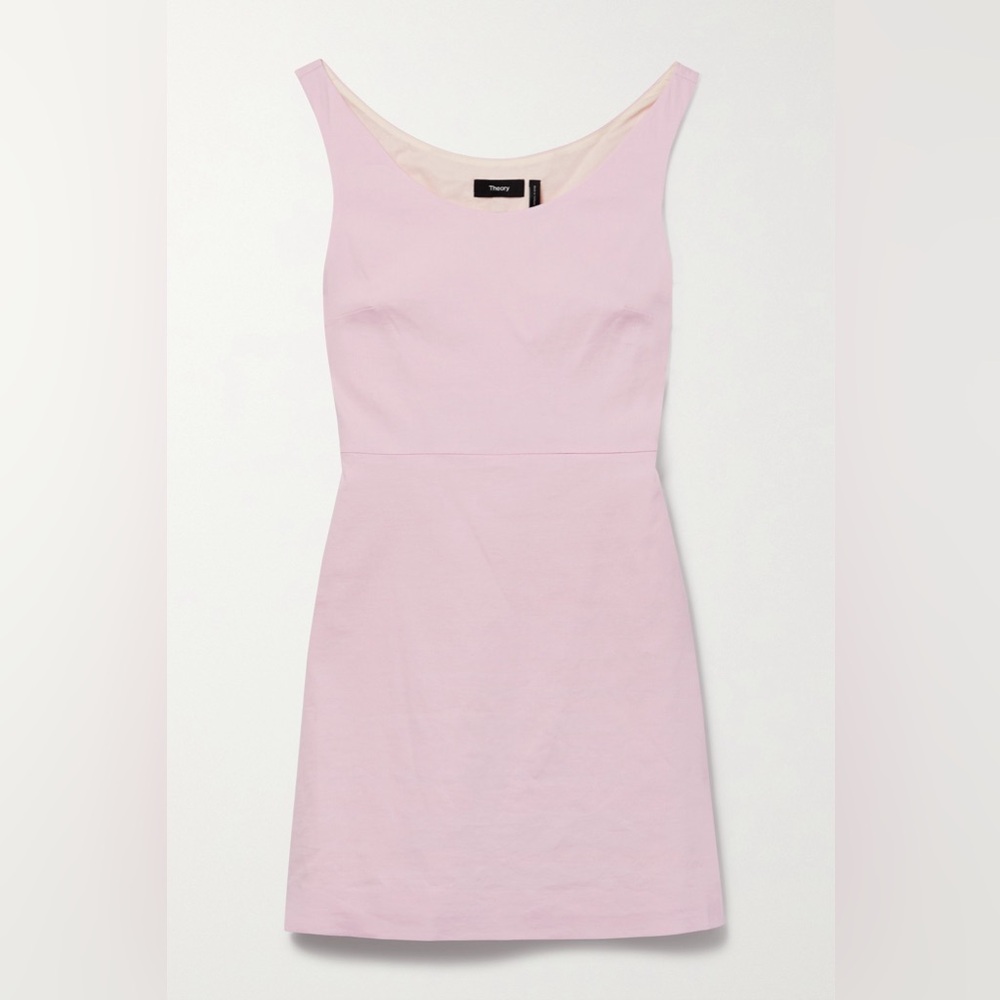 Theory Pink Ballerina Neck Mini Dress